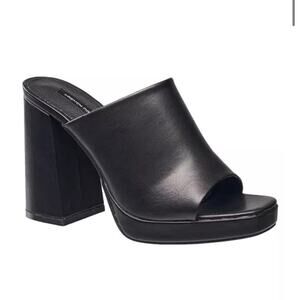 ☀️French Connection Pilar Leather Slip-On Mules Sandals Black Womens Size 9 NWT